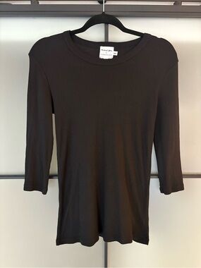 Michael Stars for Anthropologie Black Long Sleeve Crewneck Top